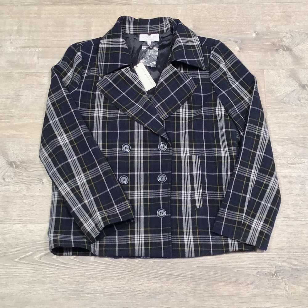 CURRENT AIR Anthro Plaid Double Breasted Coat - Picture 11 of 12